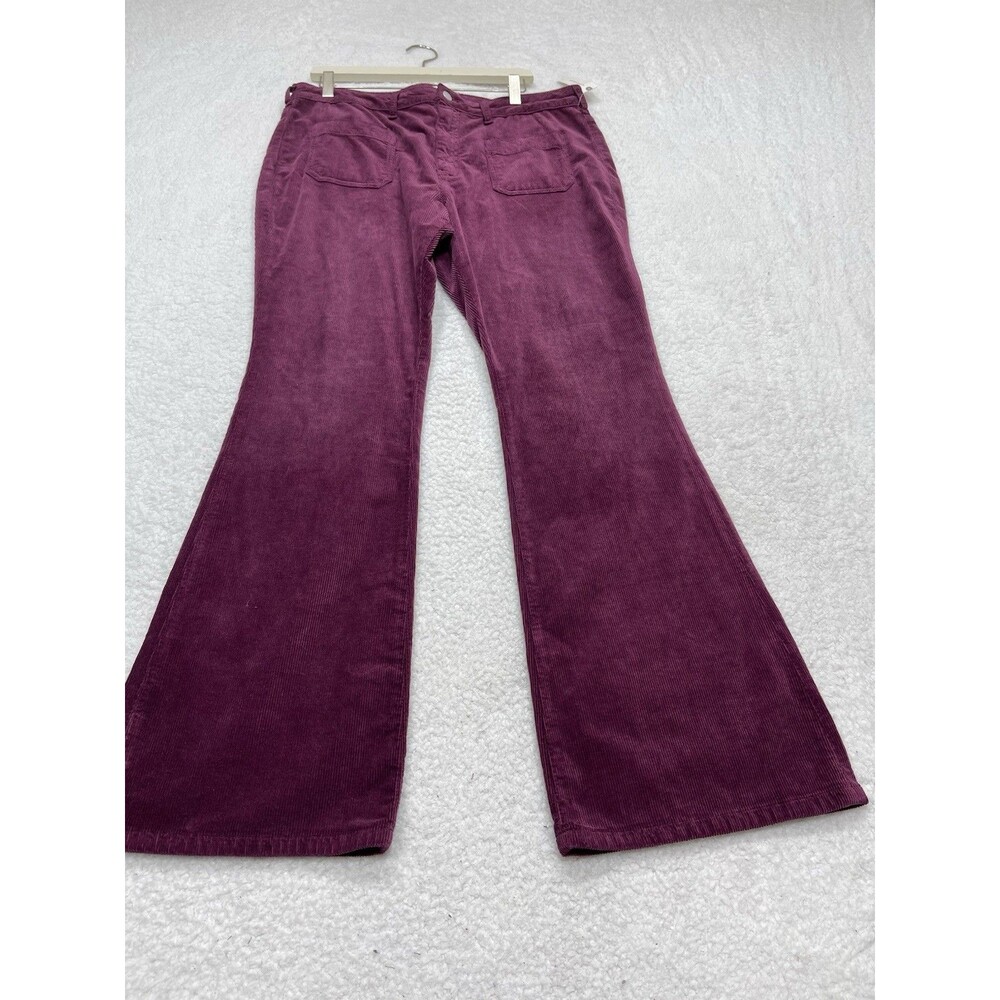 Anthropologie Pilcro Flare Pants Corduroy Women Wine High Rise Retro Size 34 NWT